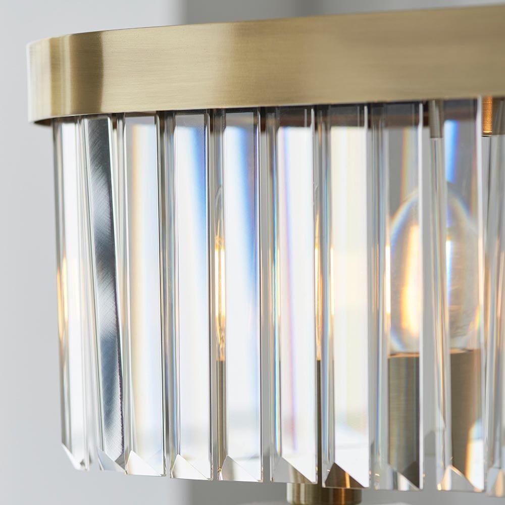 In Stock - Masika Brass & Glass 4 Light Pendant Ceiling Light