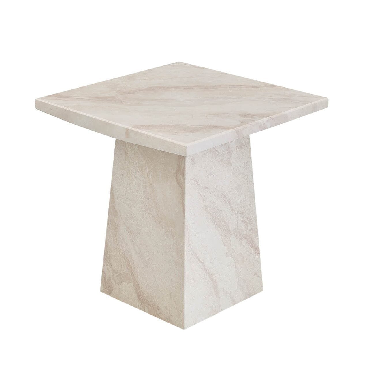 In Stock - Travara Taupe & Cream Marble Side Table