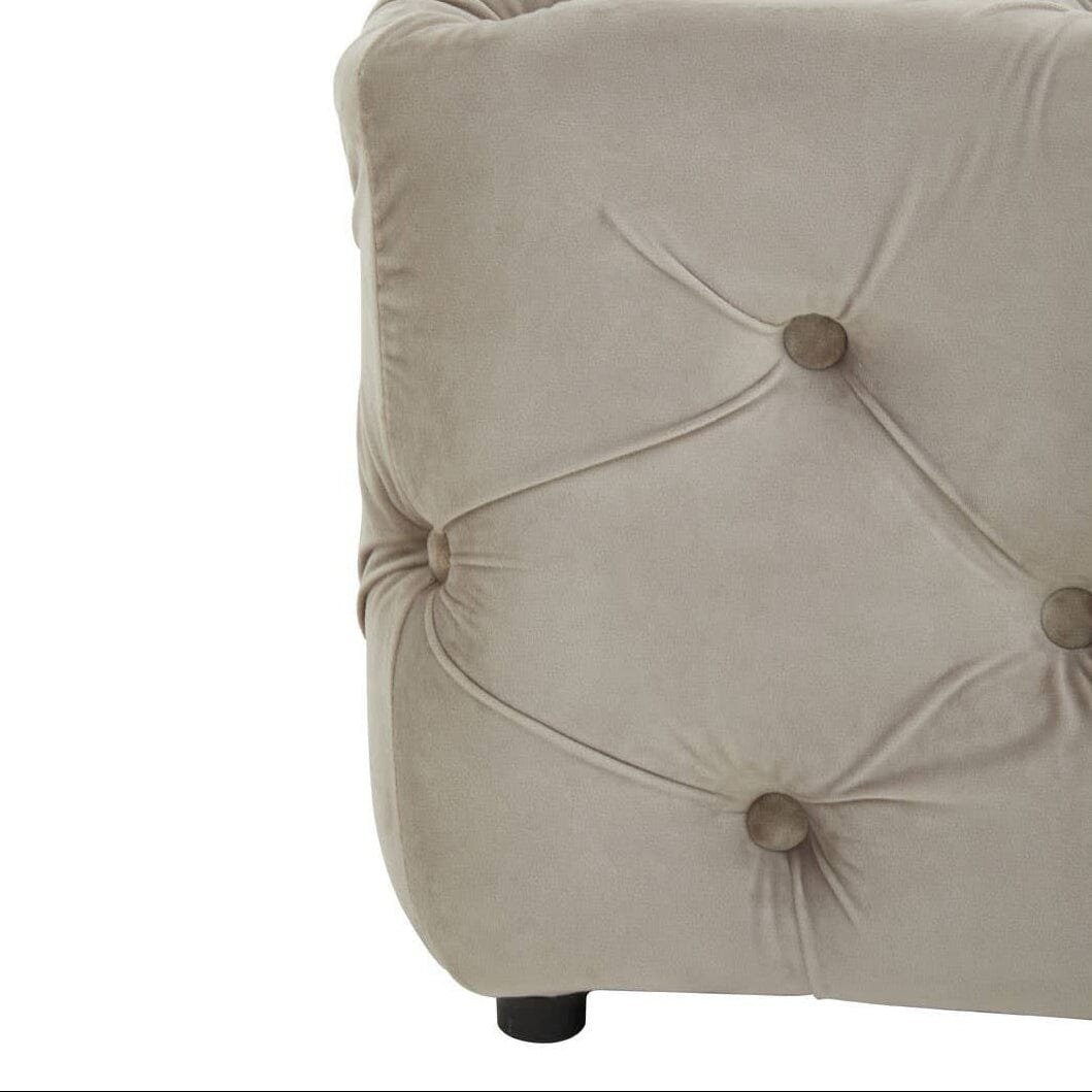 Ismerie Greige Velvet Buttoned Bench