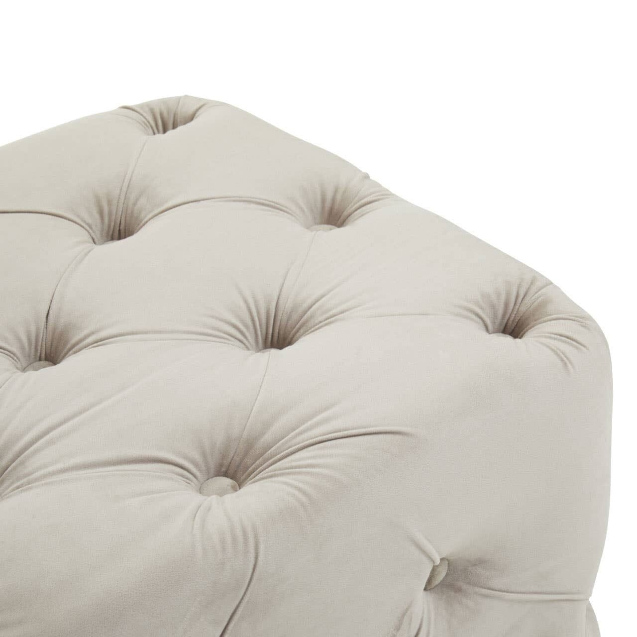 Ismerie Greige Velvet Buttoned Bench