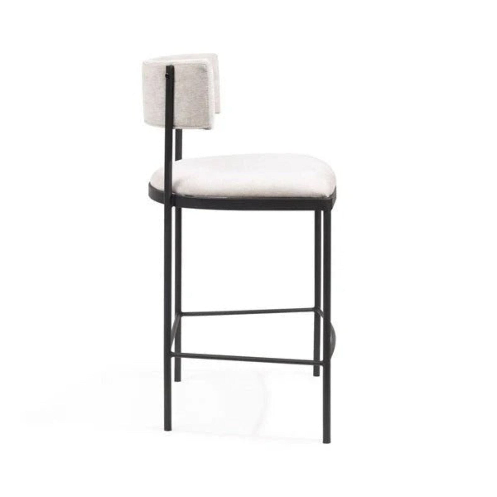 Isolde Greige Upholstered Bar Stool With Black Legs
