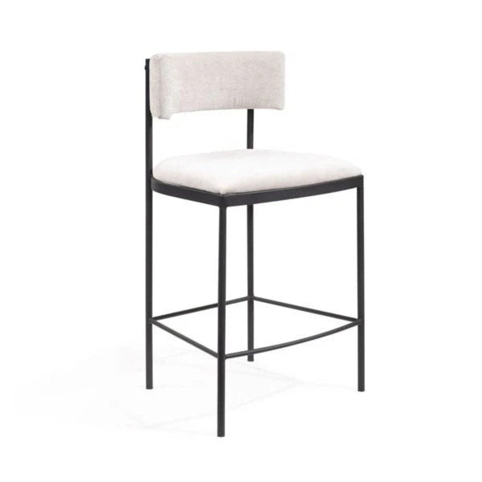 Isolde Greige Upholstered Bar Stool With Black Legs
