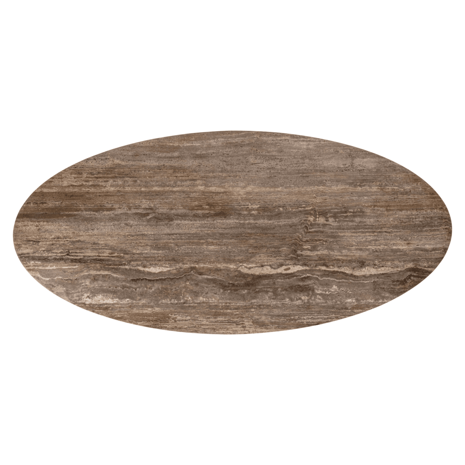 Iva Aluminium Sculptural Oval Dining Table with Travertine Top