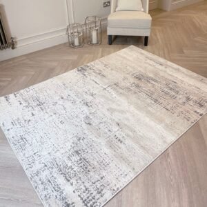 Jaxen Ivory & Beige Crosshatched Patterned Rug