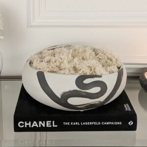 Jaxon Black & Cream Paint stroke Decorative Ceramic Bowl