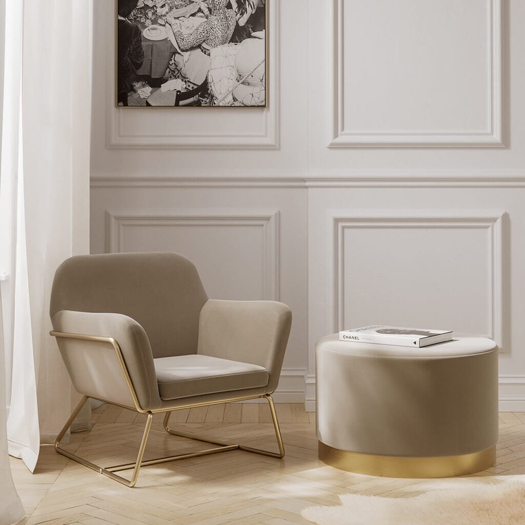 Jaycee Beige & Gold Accent Chair