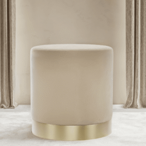 Jaycee Beige & Gold Medium Round Stool