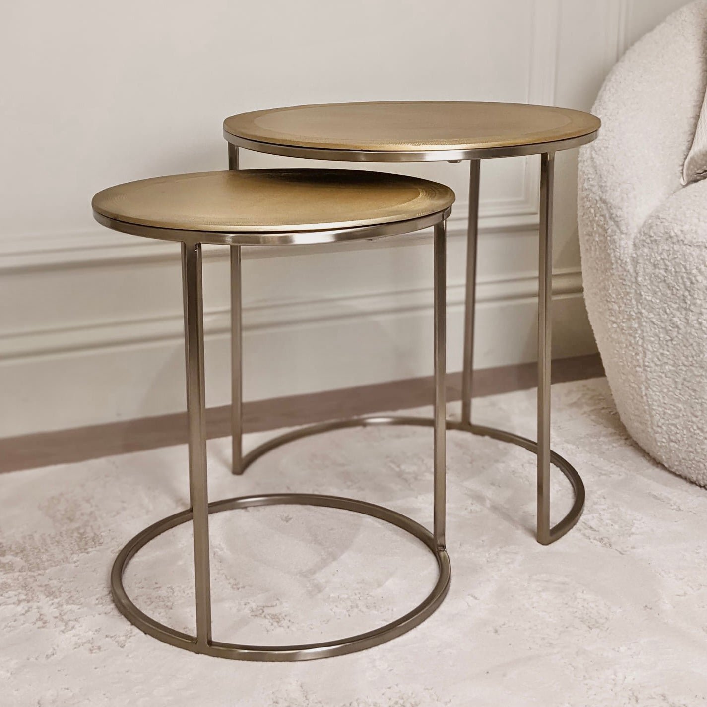 Adele Light Gold Round Nested Metal Side Tables - Set of 2