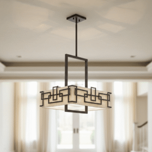 Jennifer Bronze 3 Light Pendant Ceiling Light with Linen Shade