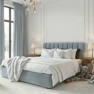 Jessabelle Luxury Baby Blue Velvet Panelled Bed