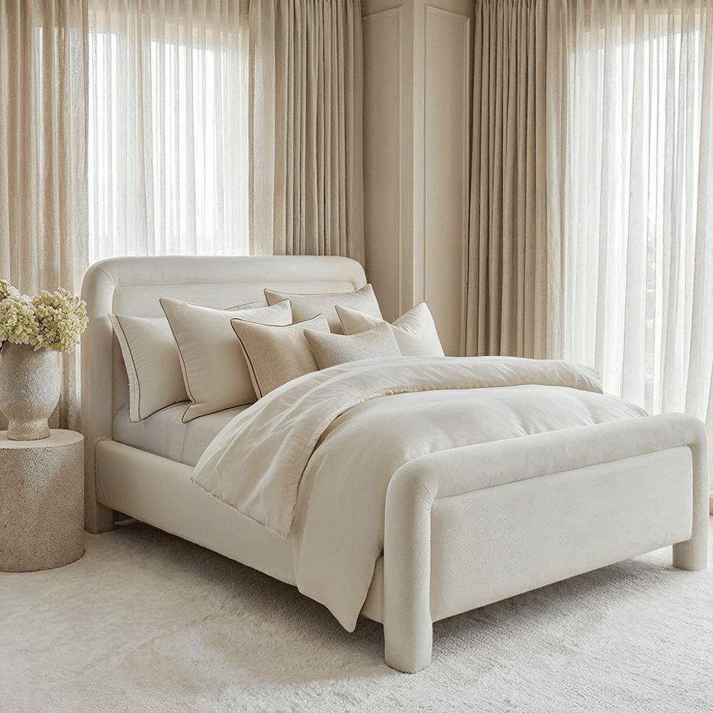 Joel White Velvet Rounded Bed