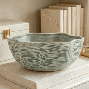 Jude Green Scalloped Edge Decorative Bowl