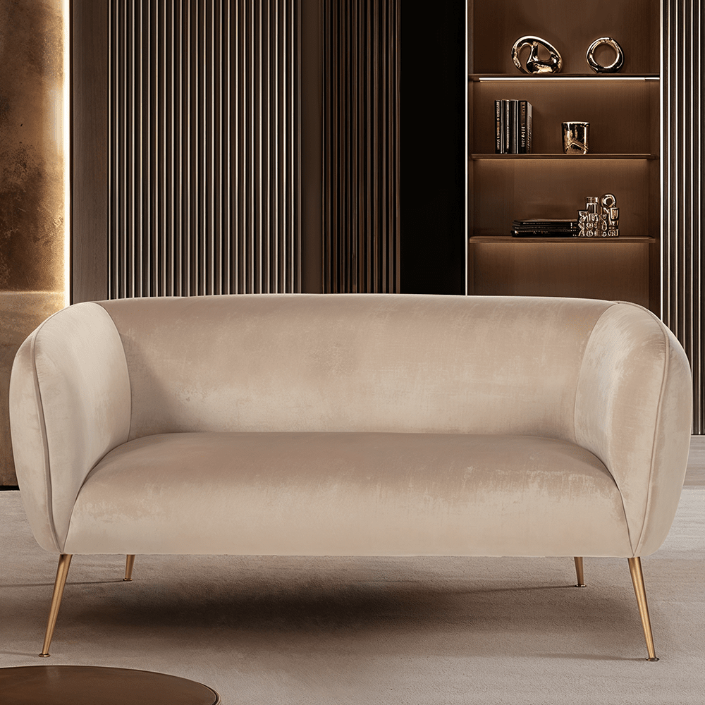Juliana Beige Velvet 2 Seater Sofa
