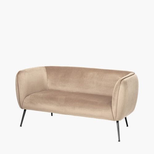 Juliana Beige Velvet 2 Seater Sofa