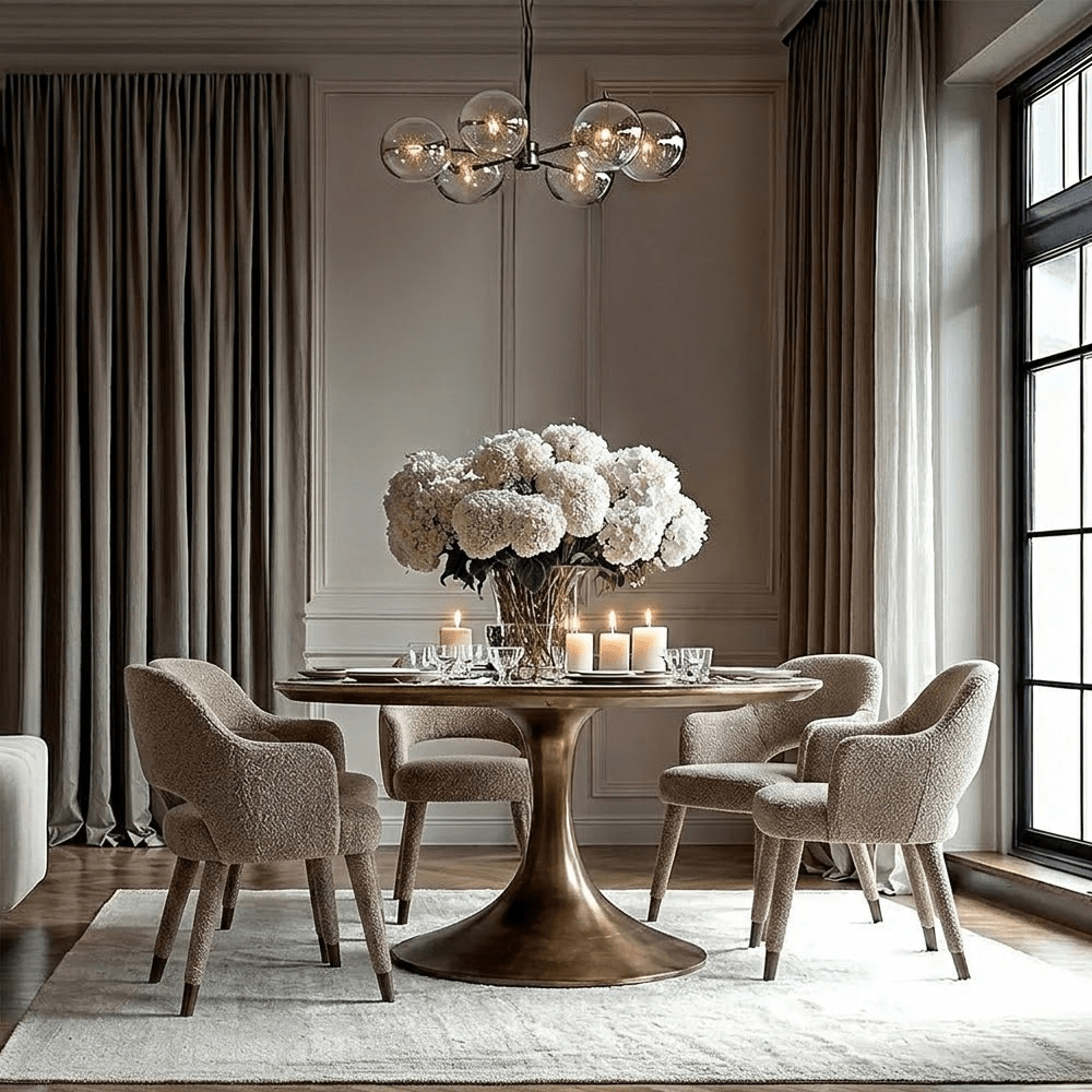 Juliette Brushed Brass Round Dining Table