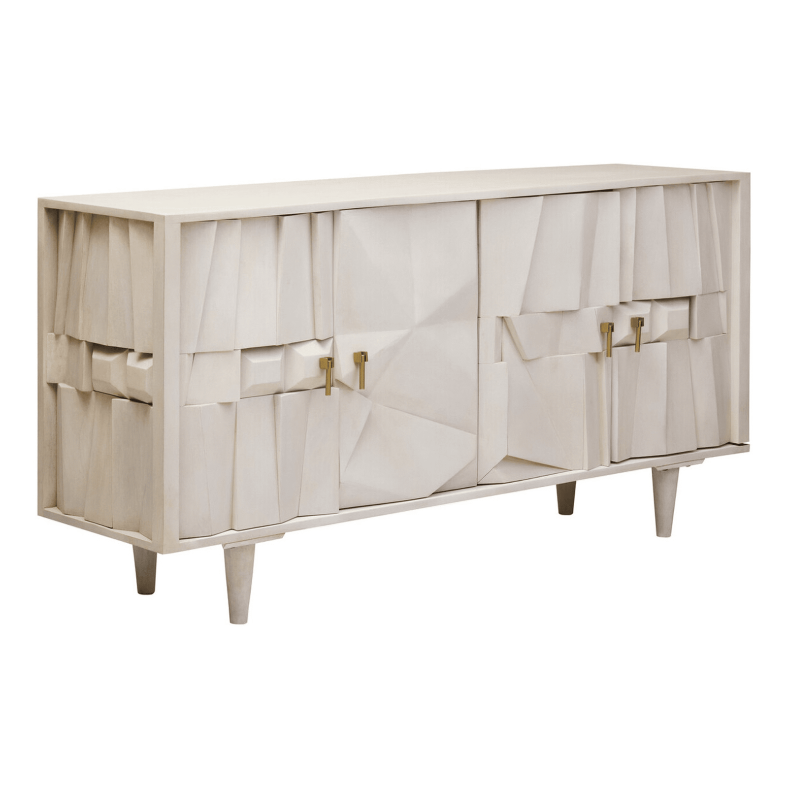Juni 4 Door Geometric Whitewash Wood Sideboard