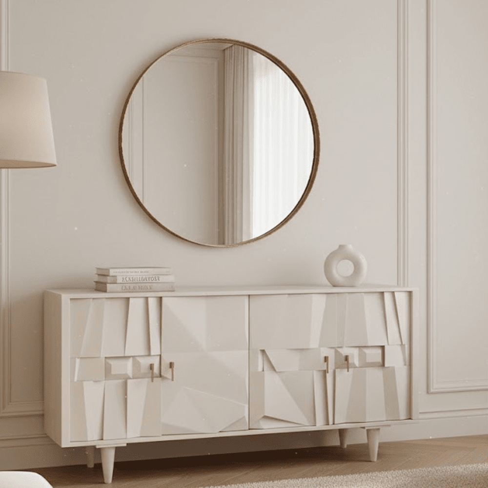 Juni 4 Door Geometric Whitewash Wood Sideboard
