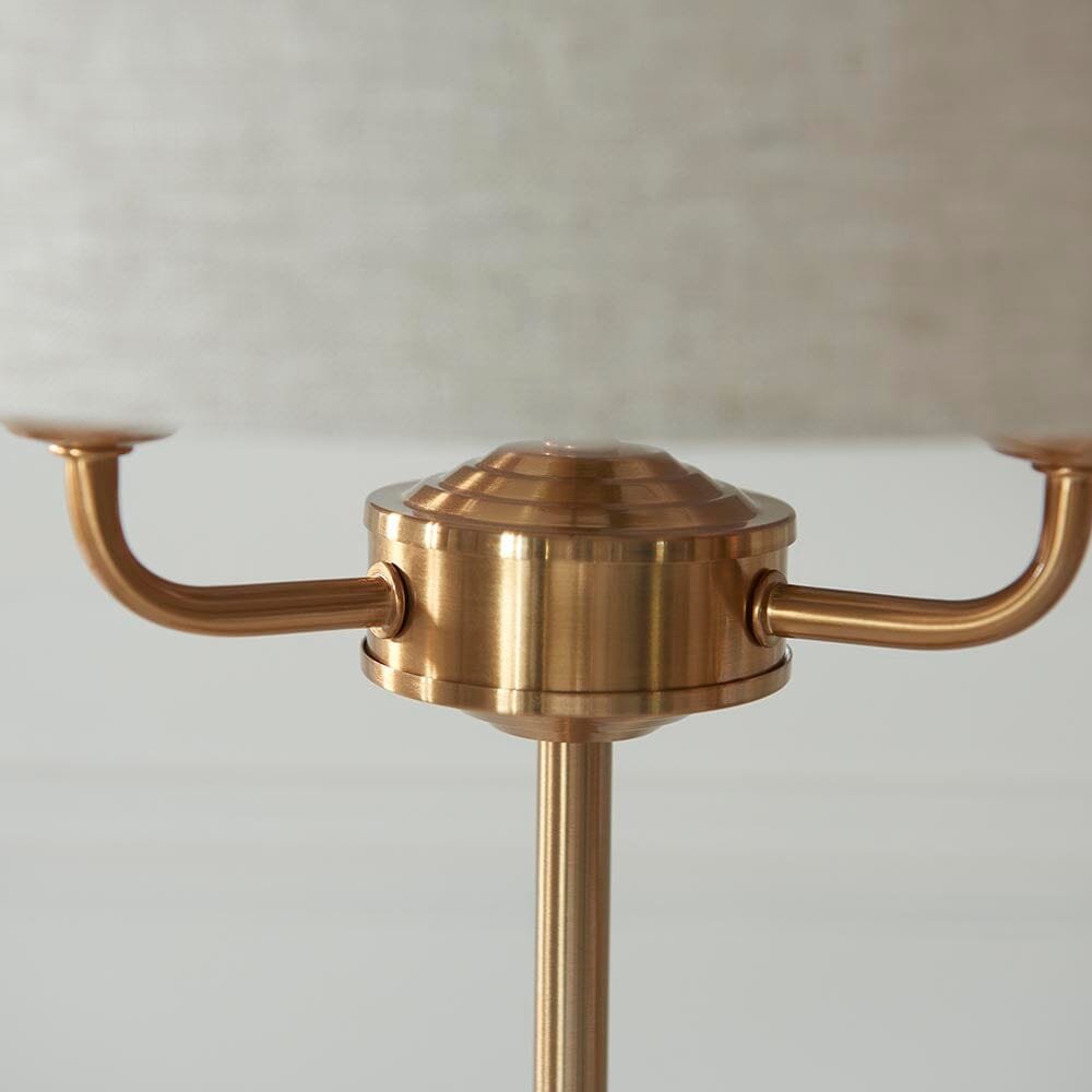 Juniper 3 Light Brass Table Lamp with Neutral Shade