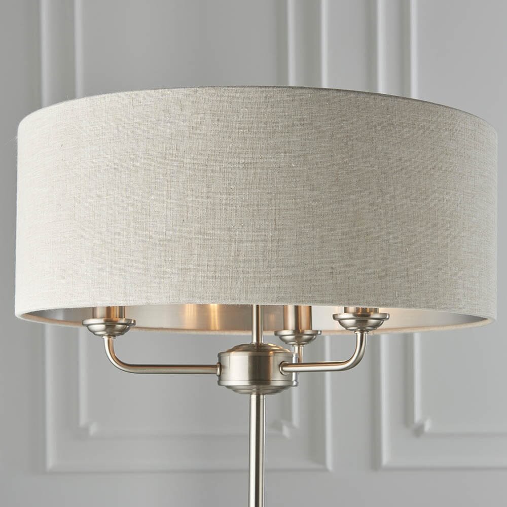 Juniper 3 Light Chrome Floor Lamp with Neutral Shade