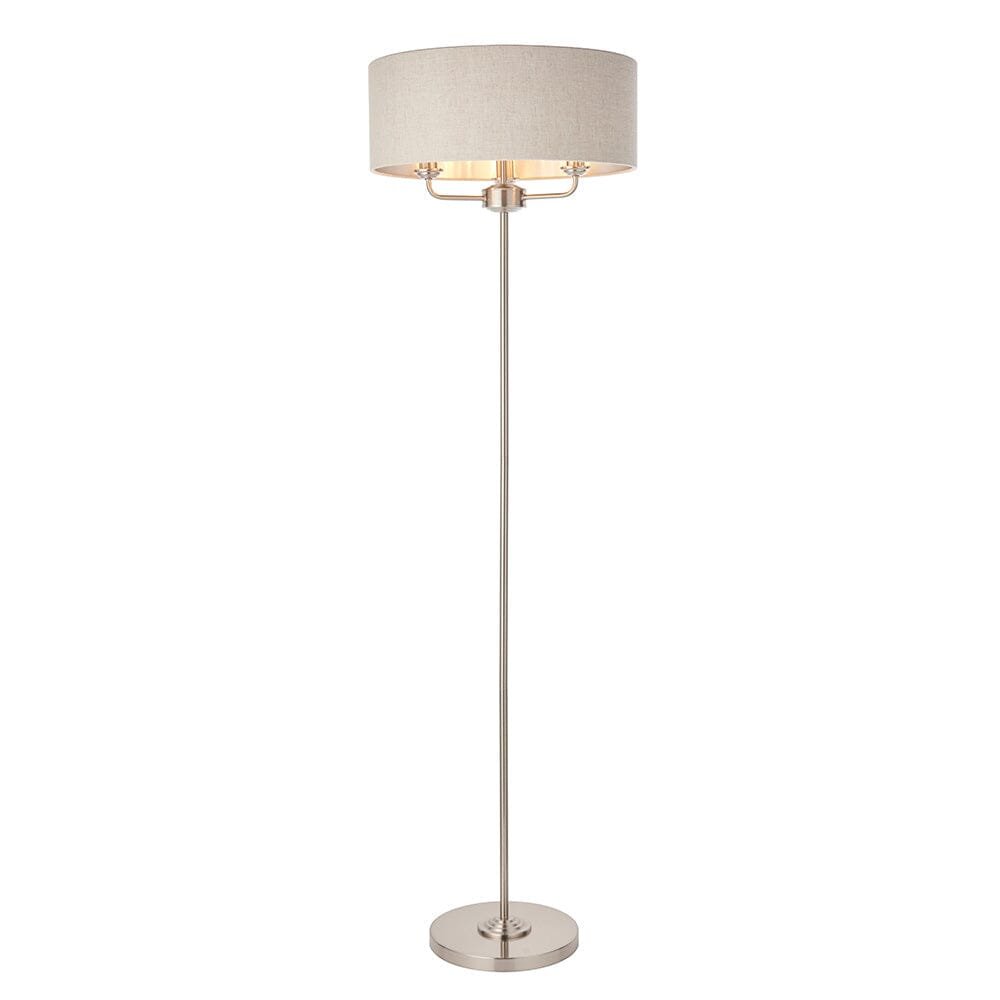 Juniper 3 Light Chrome Floor Lamp with Neutral Shade