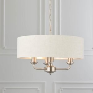 Juniper 3 Light Chrome Pendant Ceiling Light with Neutral Shade