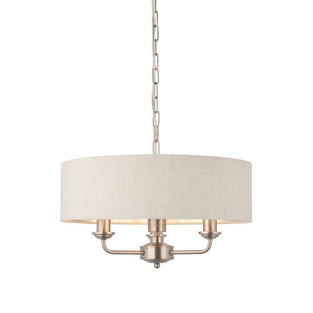 Juniper 3 Light Chrome Pendant Ceiling Light with Neutral Shade