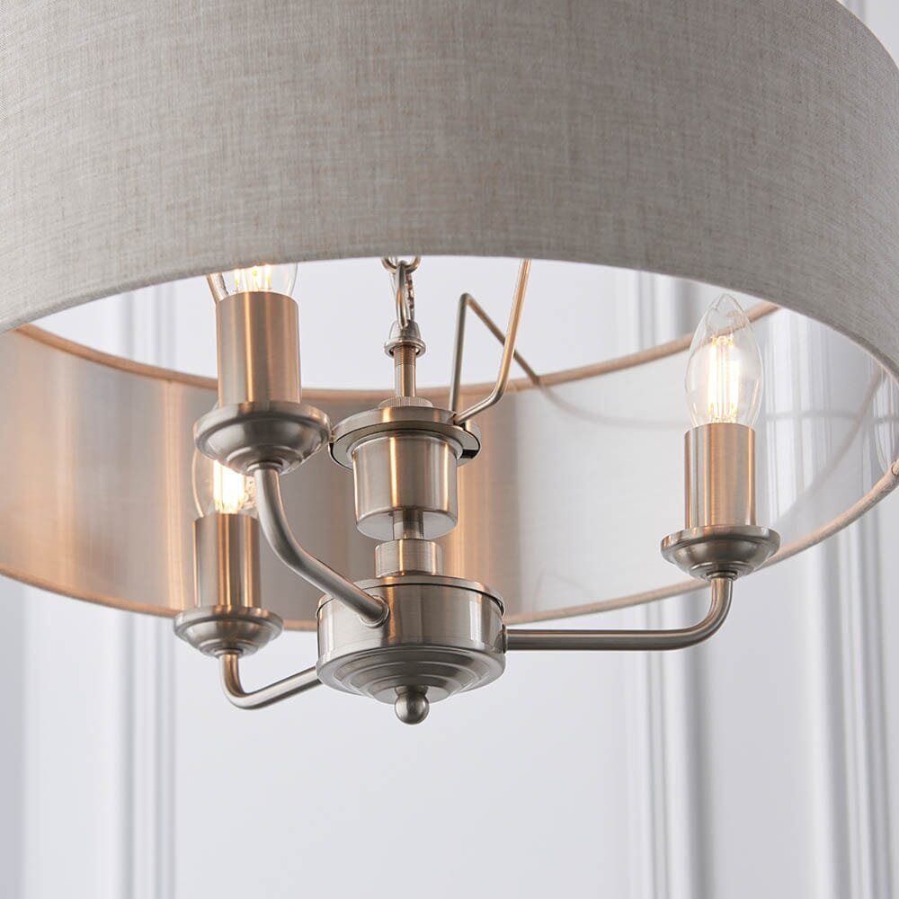 Juniper 3 Light Chrome Pendant Ceiling Light with Neutral Shade