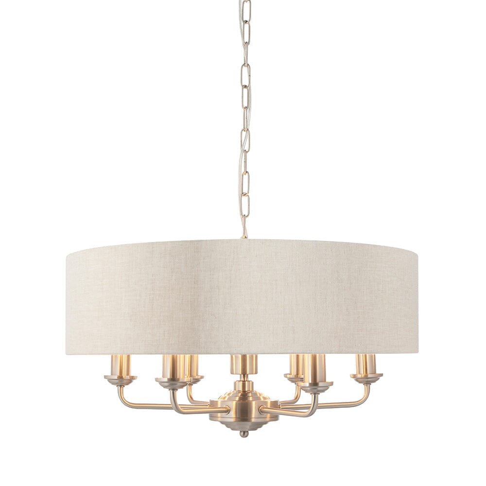 Juniper 6 Light Chrome Pendant Ceiling Light with Neutral Shade