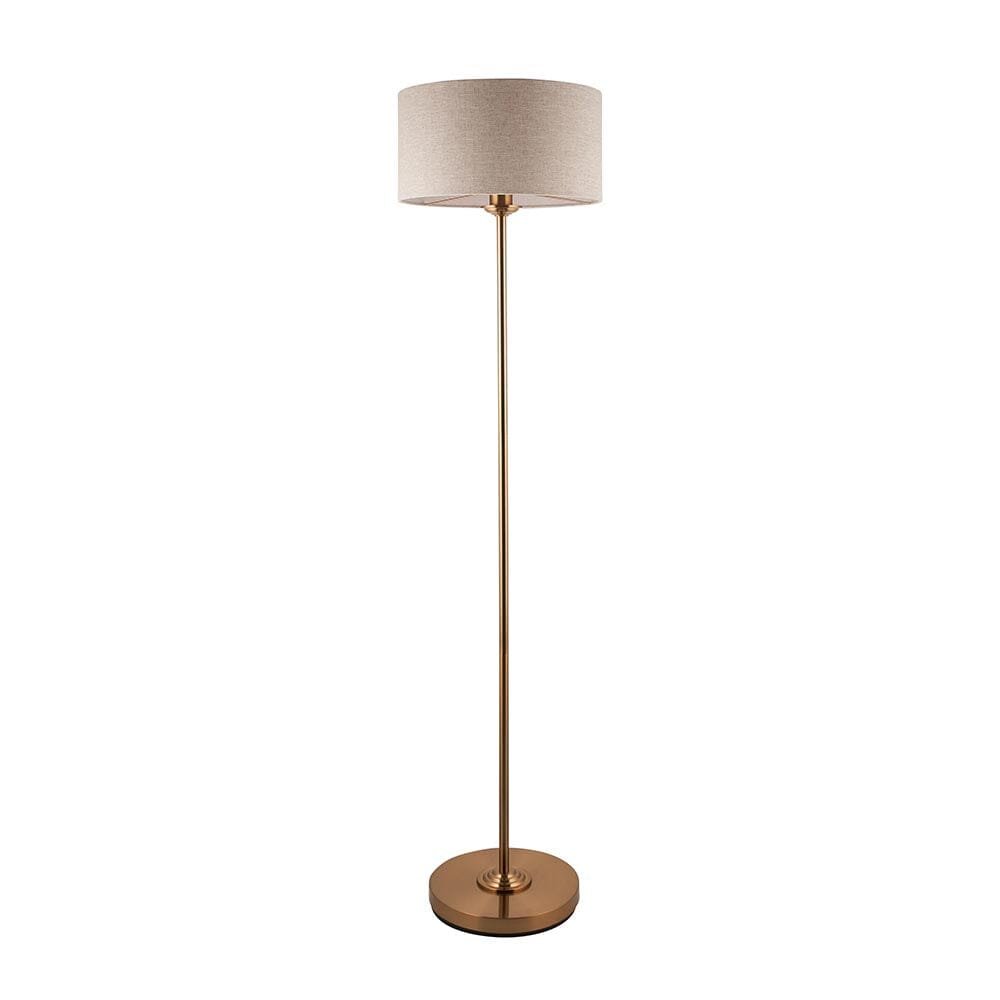 Juniper Brass Floor Lamp with Neutral Shade