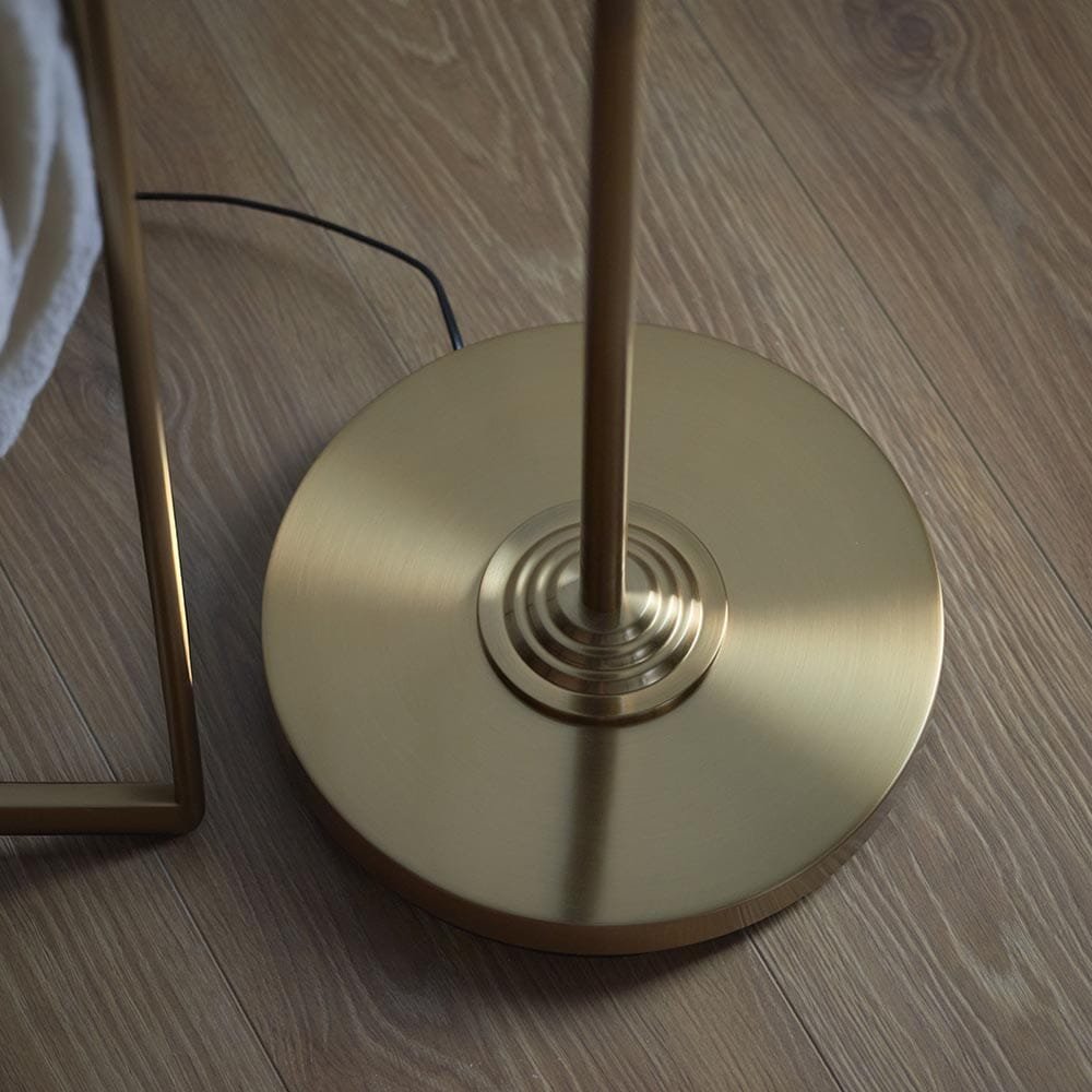 Juniper Brass Floor Lamp with Neutral Shade