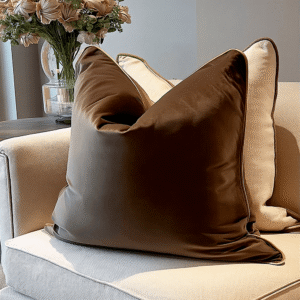 Juniper Chocolate & Caramel Velvet Cushion - 45 x 45cm