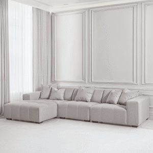 Kace Cloud Grey Boucle Tufted Left Hand Facing Corner Sofa