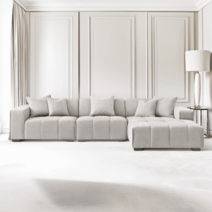 Kace Cloud Grey Boucle Tufted Right Hand Facing Corner Sofa