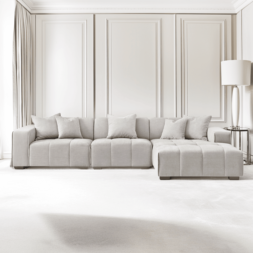 Kace Cloud Grey Boucle Tufted Sofa Range