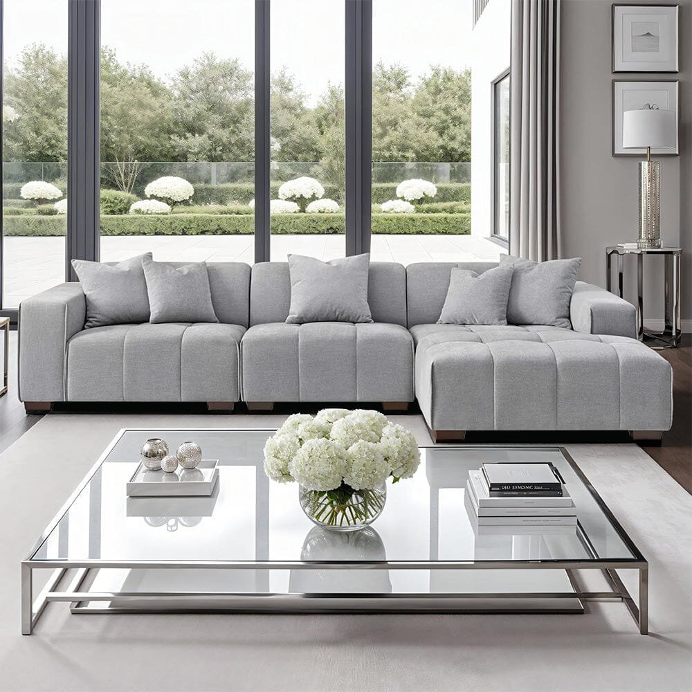 Kace Cloud Grey Boucle Tufted Sofa Range