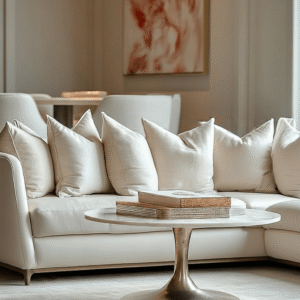Karine Gold Coffee Table with White Marble Top