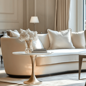 Karine Gold Side Table with White Marble Top