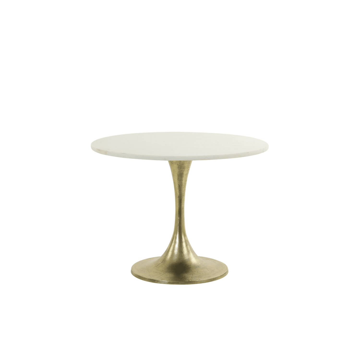 Karine Gold Side Table with White Marble Top