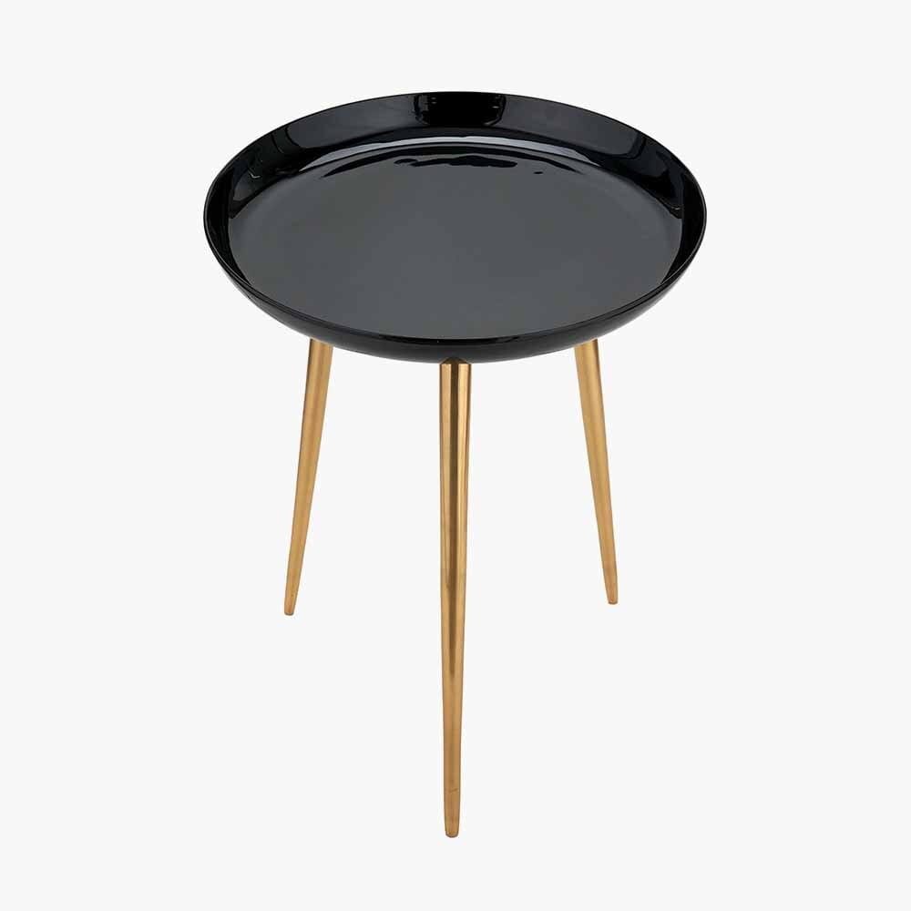 Katie Black Enamel & Gold Metal Side Table