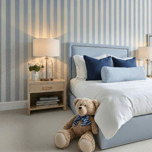 Kaya Blue & Cream Striped Wallpaper