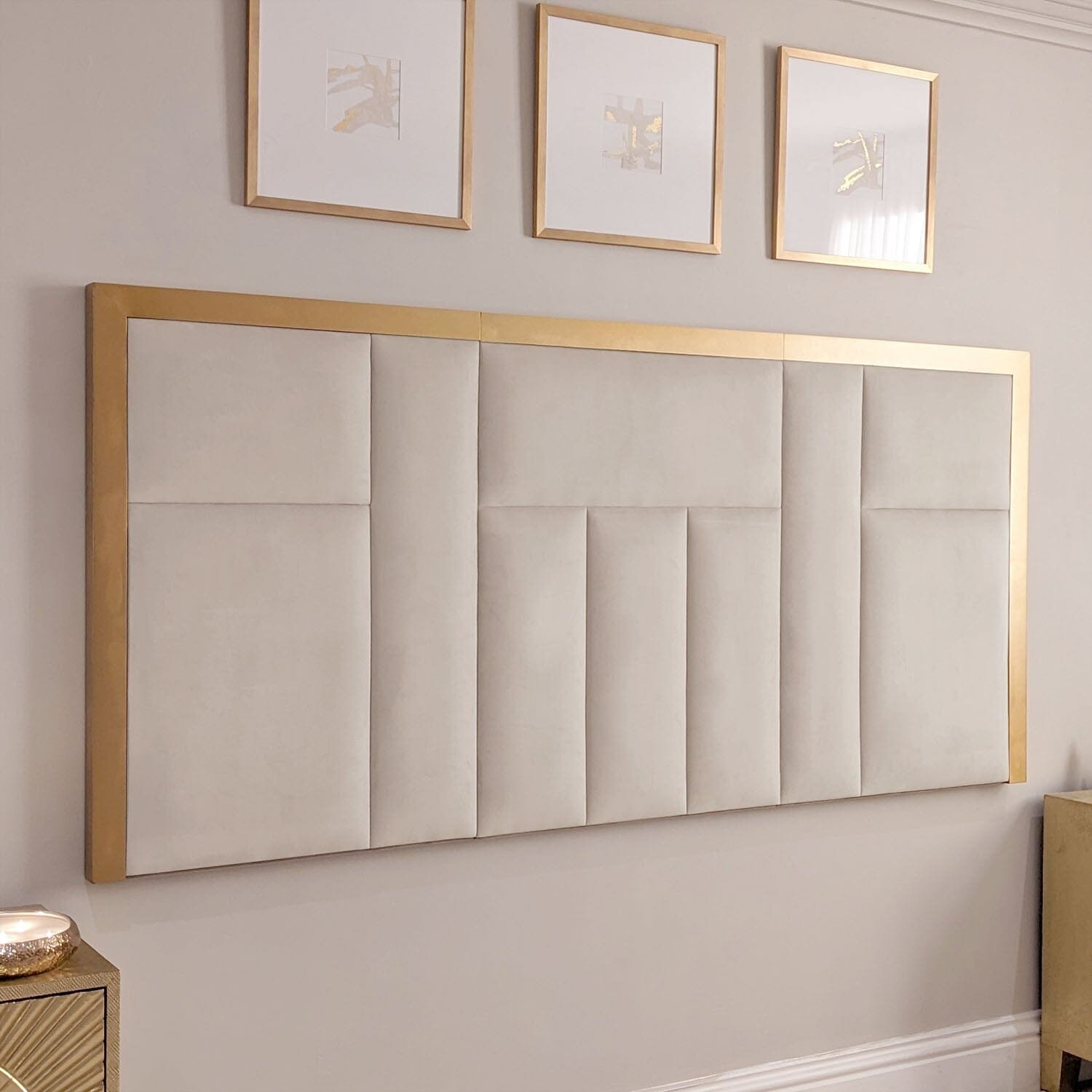 Kensington Cream & Gold Premium Abstract Half Height Headboard