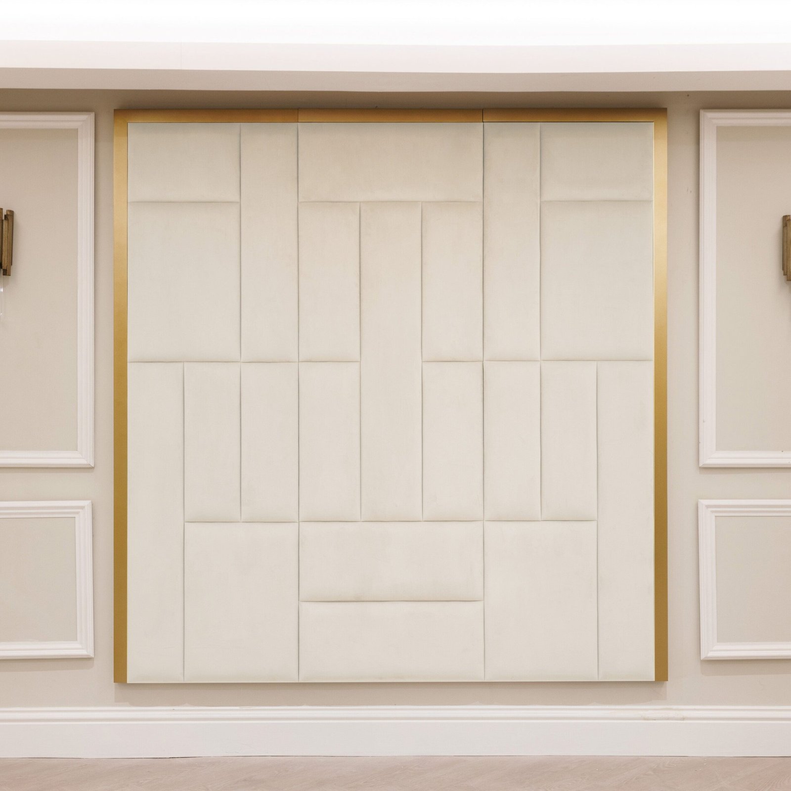 Kensington Cream & Gold Premium Abstract Headboard
