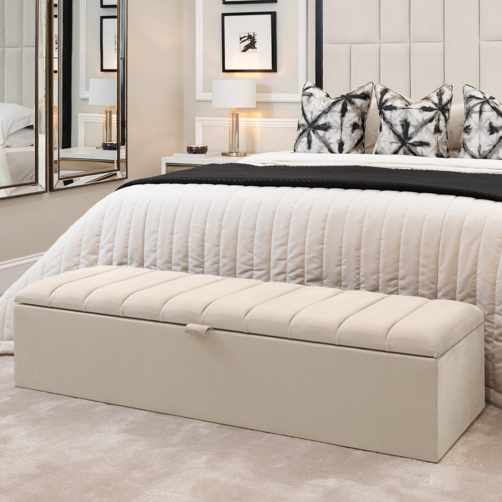 Kensington Cream Panelled Ottoman Box