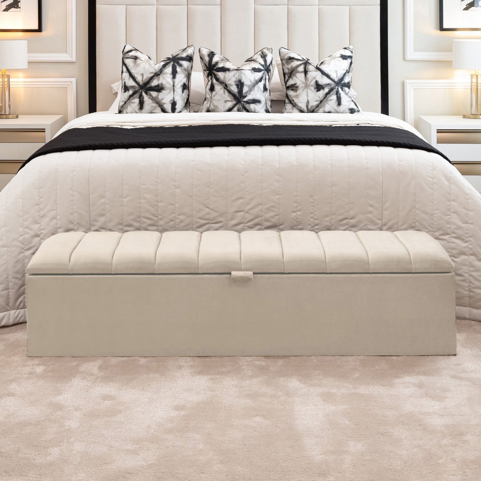 Kensington Cream Panelled Ottoman Box