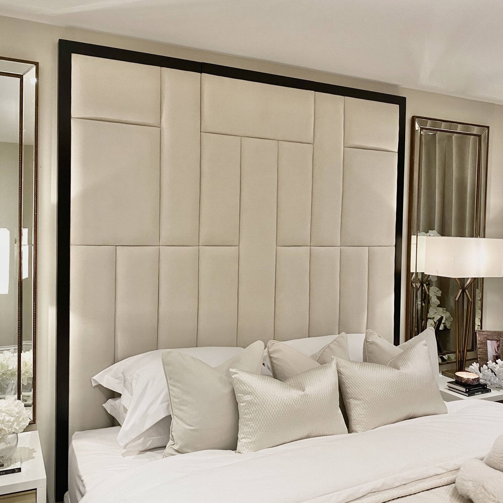 Kensington Cream Premium Headboard with Wooden Frame