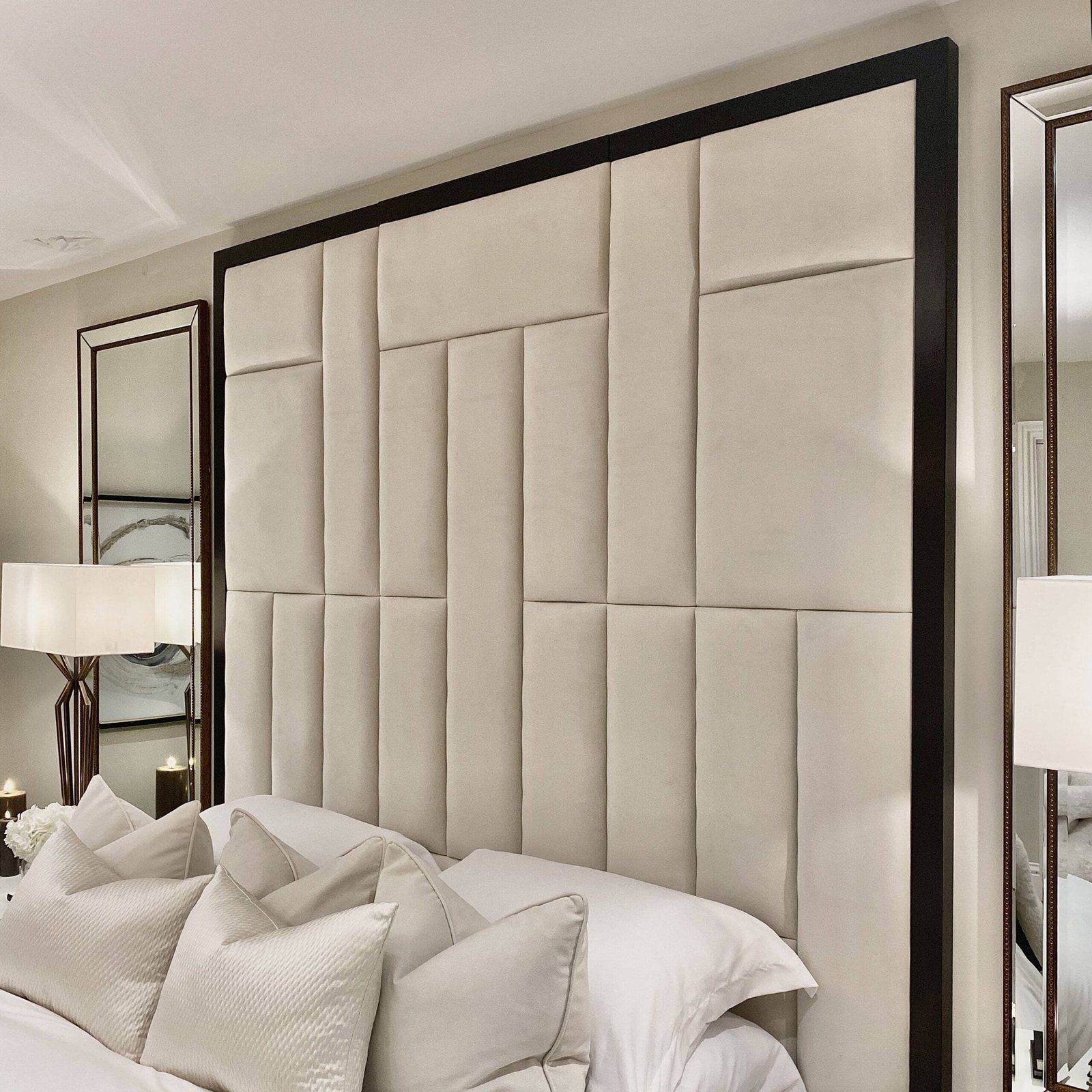 Kensington Cream Premium Headboard with Wooden Frame