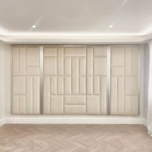 Kensington Cream & Silver Premium Abstract Headboard with Wings