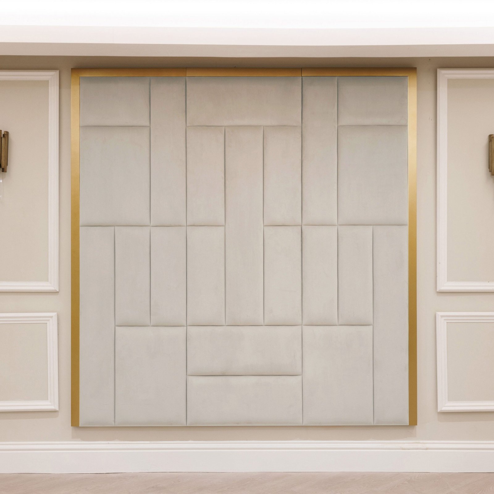 Kensington Grey & Gold Premium Abstract Headboard