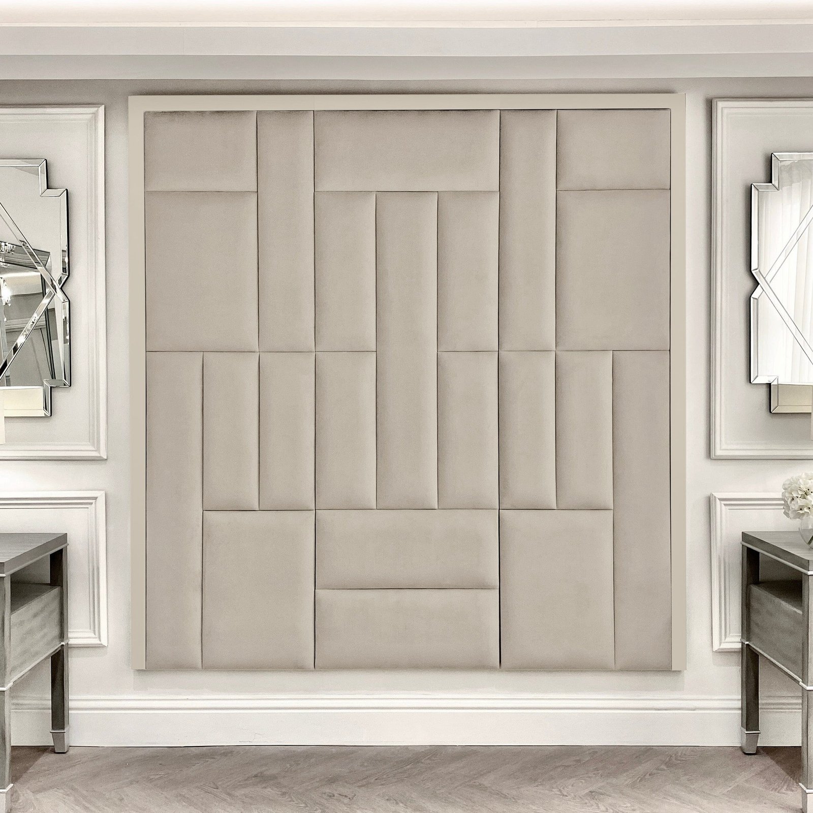 Kensington Grey & Off White Premium Abstract Headboard