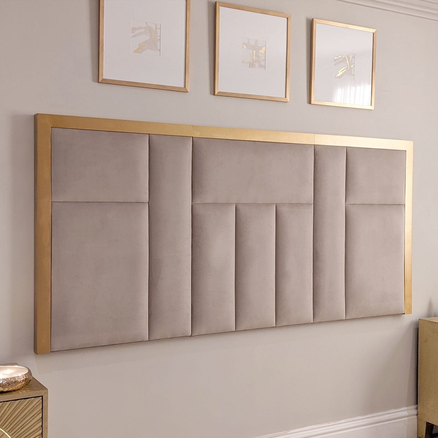 Kensington Mink & Gold Premium Abstract Half Height Headboard